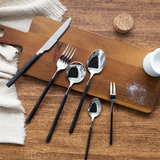 聚可爱 不锈钢刀叉勺黑色磨砂手柄欧式餐具套装牛排刀叉