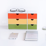 聚可爱 创意三格抽屉式桌面收纳盒杂物储物盒学生办公桌面整理盒