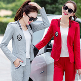春季韩版职业装女士休闲工作服女裤运动服套装两件套小西装工装潮