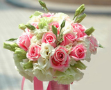 粉玫瑰+白色桔梗 上海韩式婚庆婚礼鲜花 新娘手捧花韩式鲜花