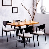 铁艺实木休闲简约现代洽谈桌椅组合漫咖啡厅奶茶甜品店长方形桌子