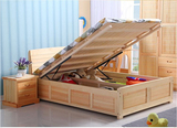 带书架儿童床 环保储物床 松木高箱床带抽屉 实木双人床1.8米