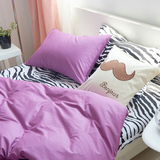 斑马条纹全棉紫色床上四件套纯棉床单被套2.0m床1.8米220x240被罩