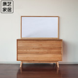 日式实木梳妆台北欧简约现代卧室橡木化妆桌带抽屉镜子简原木家具