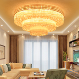 奢华LED金色客厅灯圆形水晶灯大气欧式现代灯长方形三层吸顶灯具