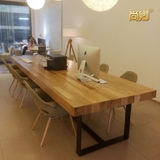美式工业风办公家具铁艺办公桌loft简约大型实木长条桌长桌会议桌