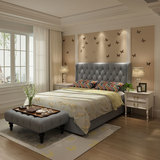 北欧宜家美式布床简约现代欧式新古典布艺床小户型高箱储床卧室