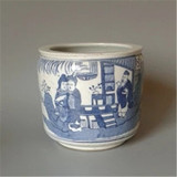 青花人物陶瓷罐瓷器老物件古董古玩杂项收藏品家居摆件陈设器旧货