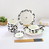 特价奶牛碗碟勺筷餐具套装泡面碗创意韩式碗情侣碗家用碗陶瓷礼品