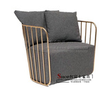 不锈钢休闲椅 创意现代客厅扶手布艺靠背椅 设计师接待椅单人沙发