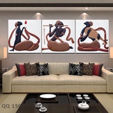 客厅装饰画沙发背景墙挂画餐厅卧室无框壁画现代三联画抽象人物