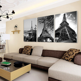 黑白埃菲尔铁塔装饰画现代简约客厅沙发背景墙壁画欧洲挂画无框画