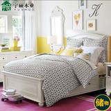 卧室美式全实木床白色松木床欧式简约双人床1.51.8高箱储物床定制