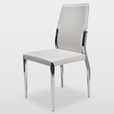 现代餐椅 简约家用咖啡厅餐厅不锈钢 皮革黑白时尚 宜家椅子C0075