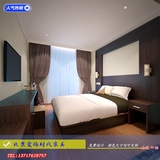 爱旅时代定制宾馆家具快捷酒店床全套背景墙式高床头床架人造板床