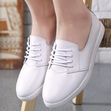 2016夏季新款小白鞋真皮平底鞋单鞋板鞋平跟英伦风白色休闲皮鞋女