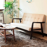 日式休闲组装布艺沙发椅 单人双人三人实木沙发 咖啡厅椅包邮