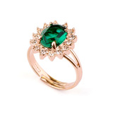 奥地利水晶饰品 装饰戒指食指女时尚夸张 绿宝石复古 镀18K玫瑰金