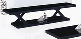 简约现代黑色金属坚固耐用黑色简约钢化玻璃电视柜8021