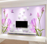 定制壁画3d立体墙纸客厅电视沙发背景墙壁纸现代简约花卉郁金香