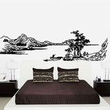 古典山水风景画卧室中式墙贴创意贴纸大型艺术客厅温馨电视背景墙