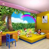 3d立体卡通儿童房彩虹梦幻森林童话卧室客厅电视环保背景墙纸壁画