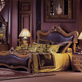 欧式真皮床美式实木双人床卧室新古典仿古桃花芯大床新婚床特价