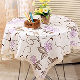 棉麻桌布布艺长方形台布电视柜桌垫茶几布紫色蕾丝琉花边餐厅饭桌