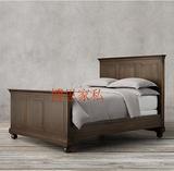 外贸复古美式实木家具 欧式做旧单人床 新古典仿旧实木床儿童床