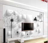 现代简约立体大型温馨壁画客厅卧室电视背景墙纸壁纸影视蒲公英