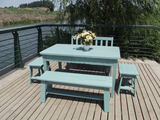 地中海风格餐桌蓝色实木餐桌比邻风格多人餐桌田园美式复古椅子