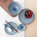 日式和风创意餐具套装一人食陶瓷碗盘组合单人七件套家用釉下彩