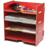 蓝格子创意桌面木质收纳架办公文件票据置物架整理架收纳盒资料架