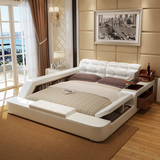 榻榻米床皮床真皮床婚床 主卧软床双人床1.8米 创意个性床现代