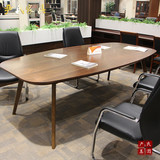 高档2.4米会议桌办公桌弧形实木大班台实木10人简约现代办公家具