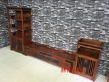 林南红木家具安哥拉紫檀加黑檀组合电视柜厅柜全实木三件套高低柜