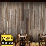 3D复古欧式工业风怀旧木纹墙纸壁画服装店咖啡厅酒吧网吧KTV壁纸