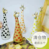 玩泥家|景德镇手工陶瓷可爱小长颈鹿摆件家居动物桌面创意饰品