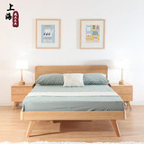 宜家现代简约1.8米双人床1.5米橡木床纯实木原木床卧室成人床定制