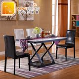 餐桌椅现代简约 小户型客厅钢化玻璃 长方形餐台饭桌家用 4/6人