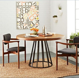 美式圆餐桌椅组合实木西餐厅休闲桌大圆桌会议桌书桌时尚咖啡厅桌