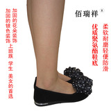 正品包邮老北京布鞋女平跟浅口单鞋女黑色工作鞋花朵鞋优雅甜美