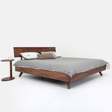 北欧宜家黑胡桃橡木日式全实木床双人床卧室纯实木床简约家具定做