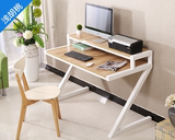 时尚创意Z型双人钢木电脑桌台式家用办公桌书架卧室办公台式笔记