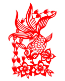 鱼剪纸 纯手工 双面红宣纸 窗花  装饰画贴纸玻璃贴墙贴 中国特色