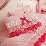 园伟家居 韩式家纺 粉色渐染公主床品套件 床上用品纯棉三四件套
