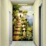 欧式3D立体走廊背景墙壁纸大型壁画玄关墙纸无缝风景油画小路0435
