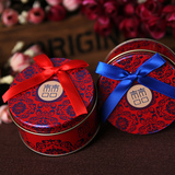 中式结婚喜糖盒子婚庆创意成品糖果礼品马口铁盒圆形金属礼物盒