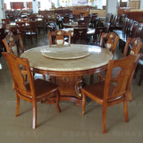 大理石实木圆桌 橡木餐桌 1桌四六椅组合 橡木餐桌餐椅 厂家直销