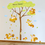 儿童房间装饰壁墙纸贴画宝宝卧室幼儿园可移除特大卡通长颈鹿墙贴
